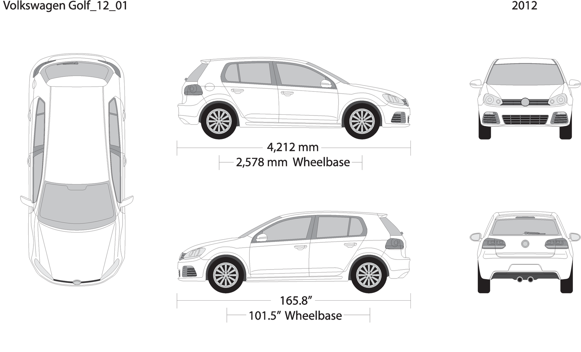 2012 Volkswagen Golf V01 Vehicle Wrap Template