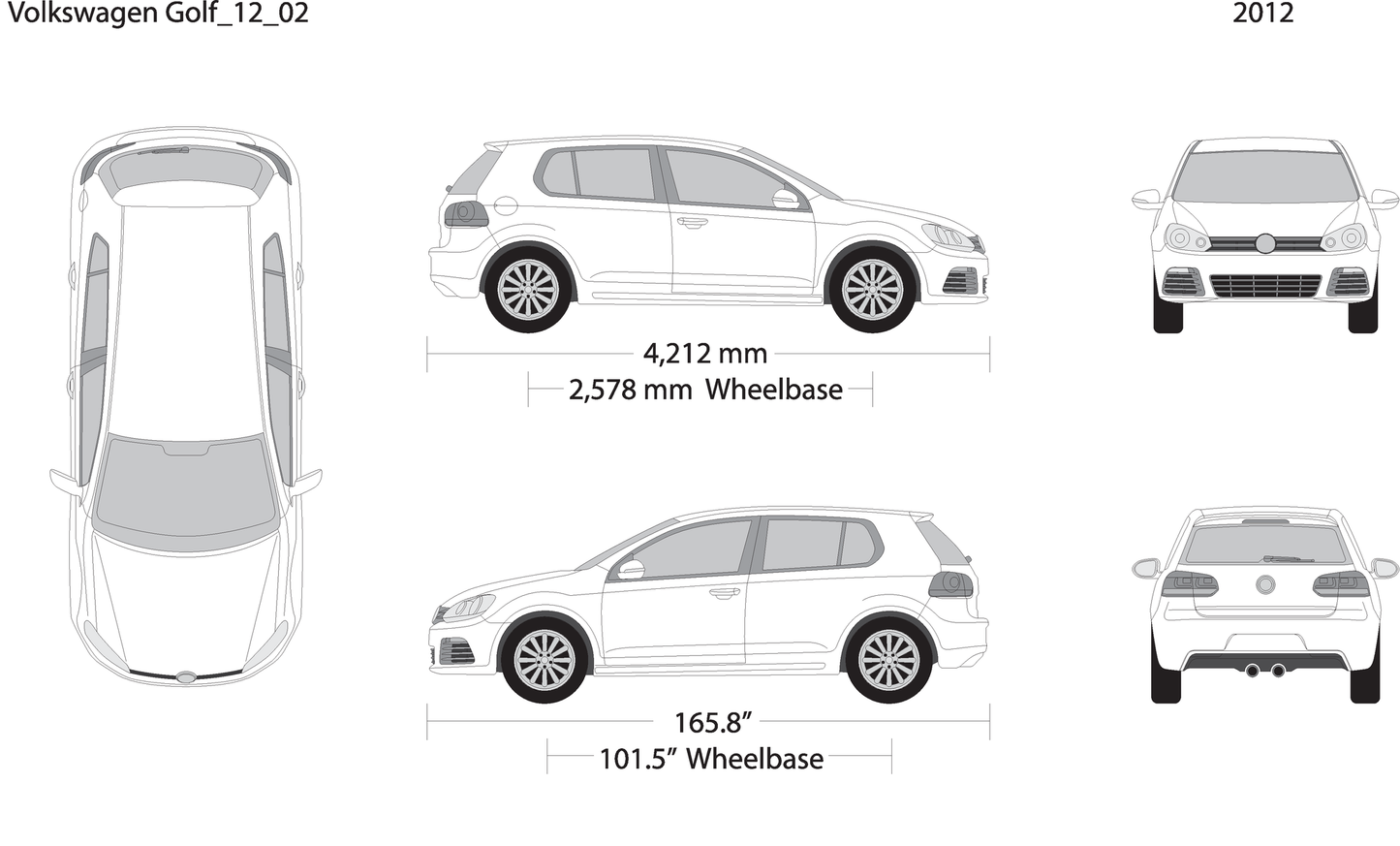 2012 Volkswagen Golf V02 Vehicle Wrap Template