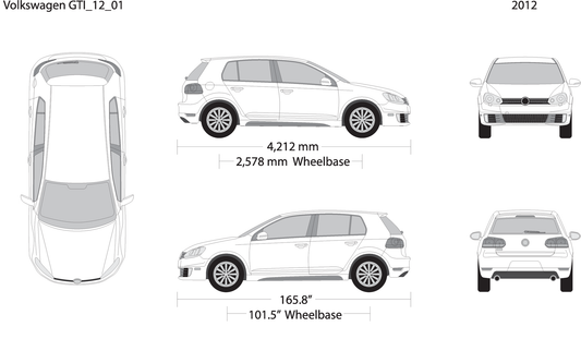 2012 Volkswagen Gti V01 Vehicle Wrap Template