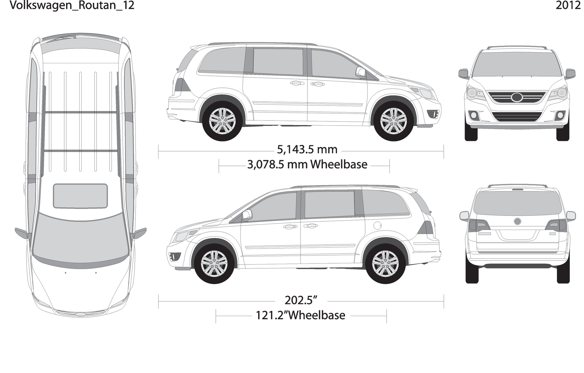 2012 Volkswagen Routan V12 Vehicle Wrap Template