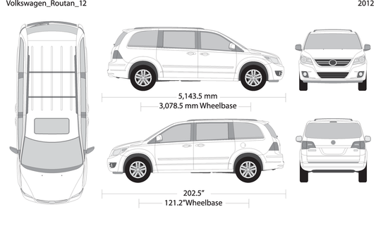 2012 Volkswagen Routan V12 Vehicle Wrap Template
