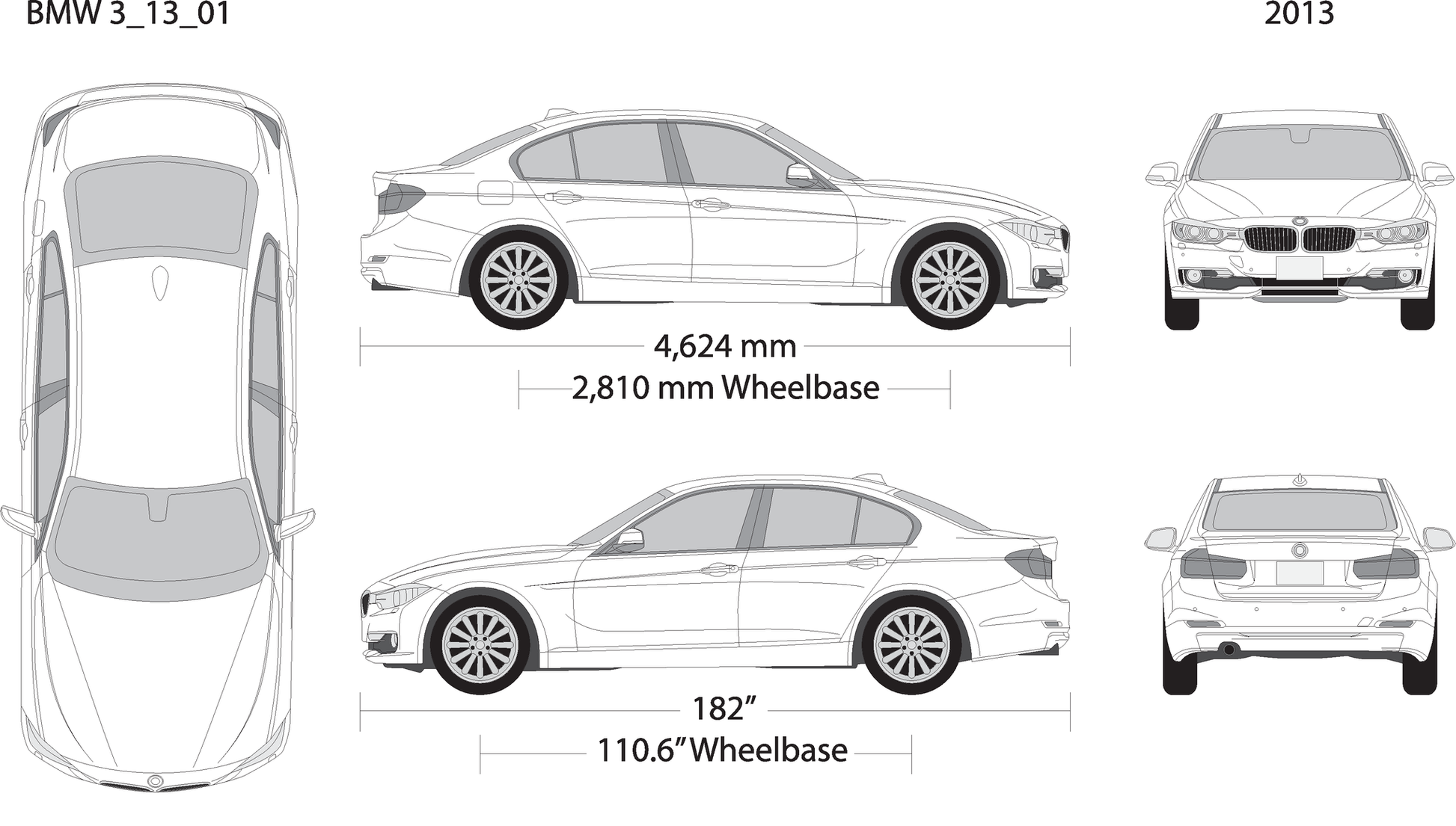 2013 Bmw 3 V01 Vehicle Wrap Template