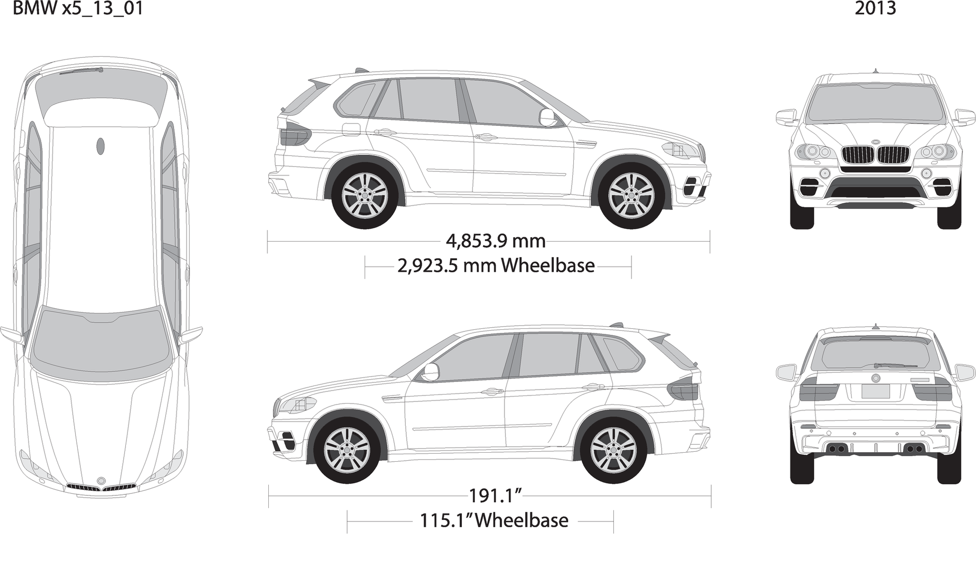 2013 Bmw X5 V01 Vehicle Wrap Template