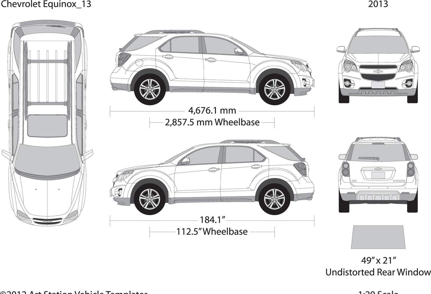 2013 Chevy Equinox V13 Vehicle Wrap Template