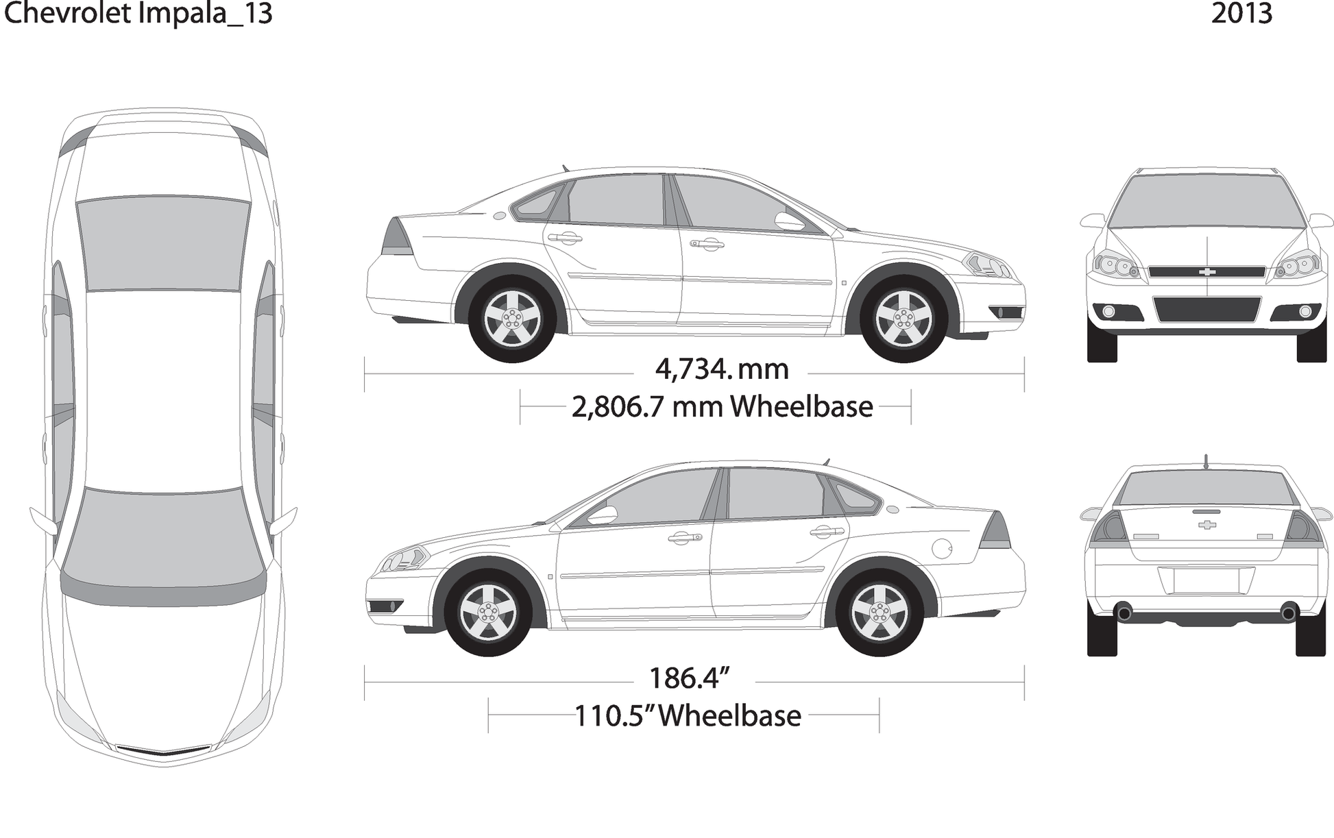 2013 Chevy Impala V13 Vehicle Wrap Template