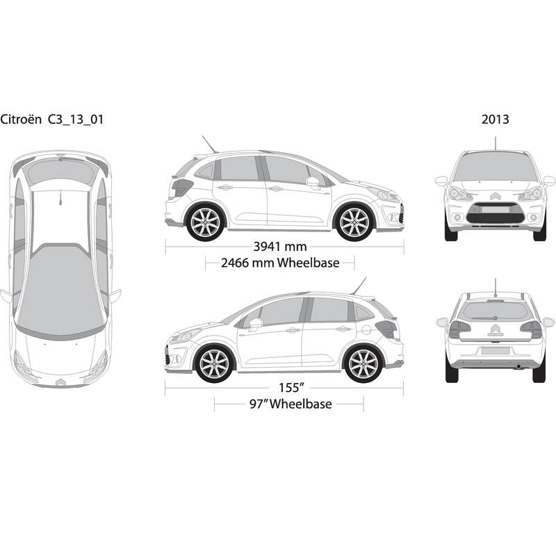 2013 Citroen C3 V01 Vehicle Wrap Template