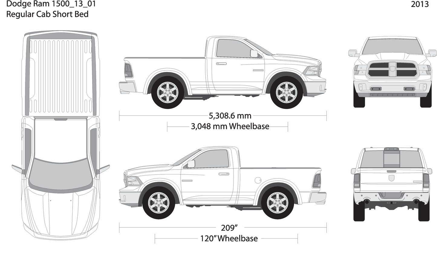 2013 Dodge Ram 1500 V01 Vehicle Wrap Template