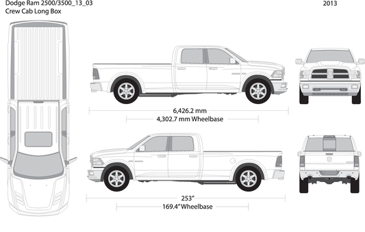 2013 Dodge Ram 2500 3500 V03 Vehicle Wrap Template