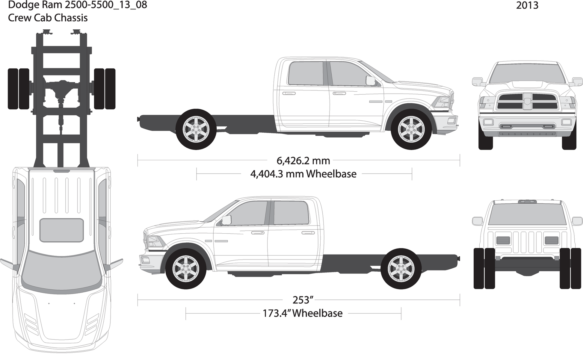 2013 Dodge Ram 2500 3500 V08 Vehicle Wrap Template