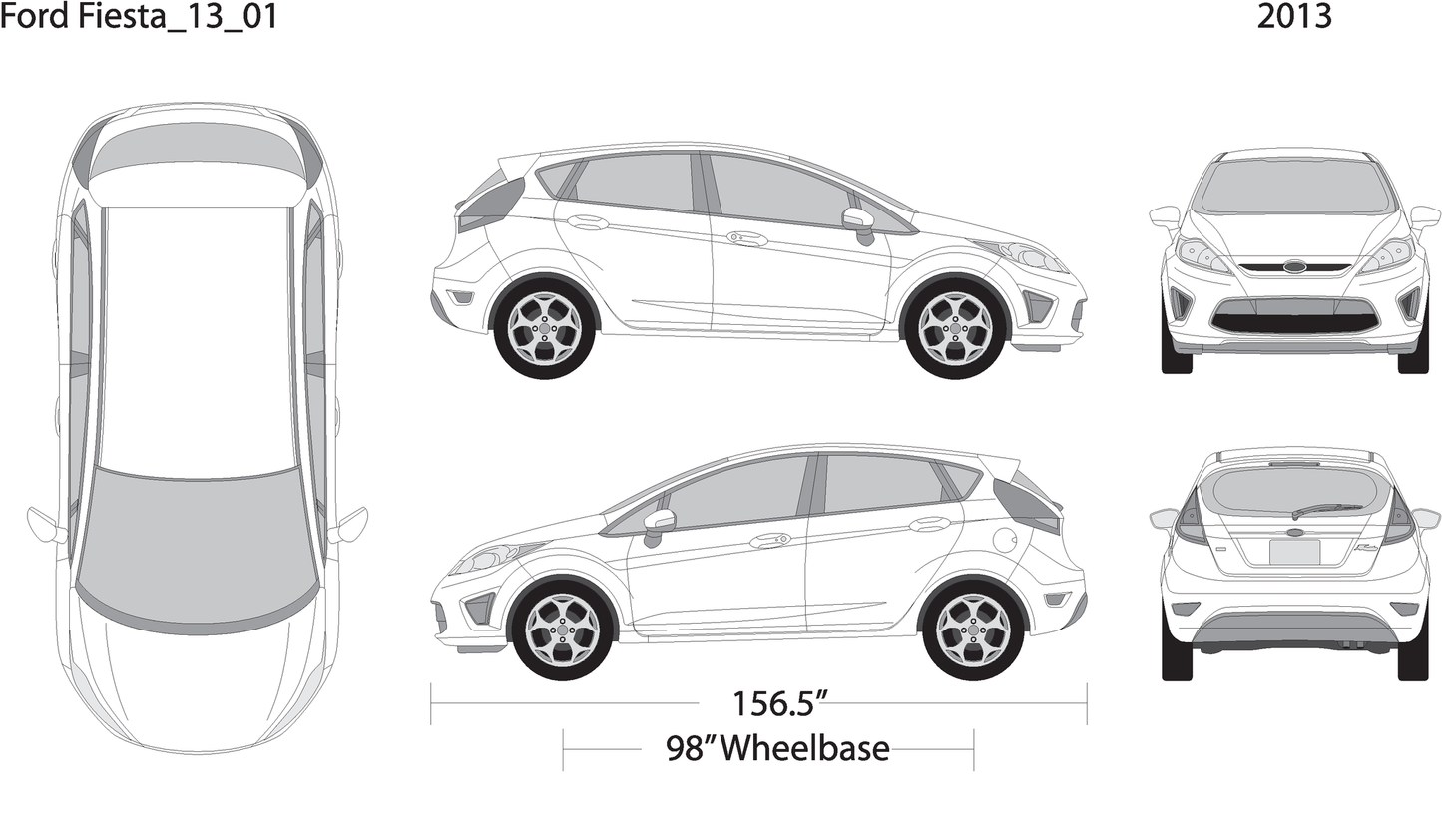 2013 Ford Fiesta V01 Vehicle Wrap Template