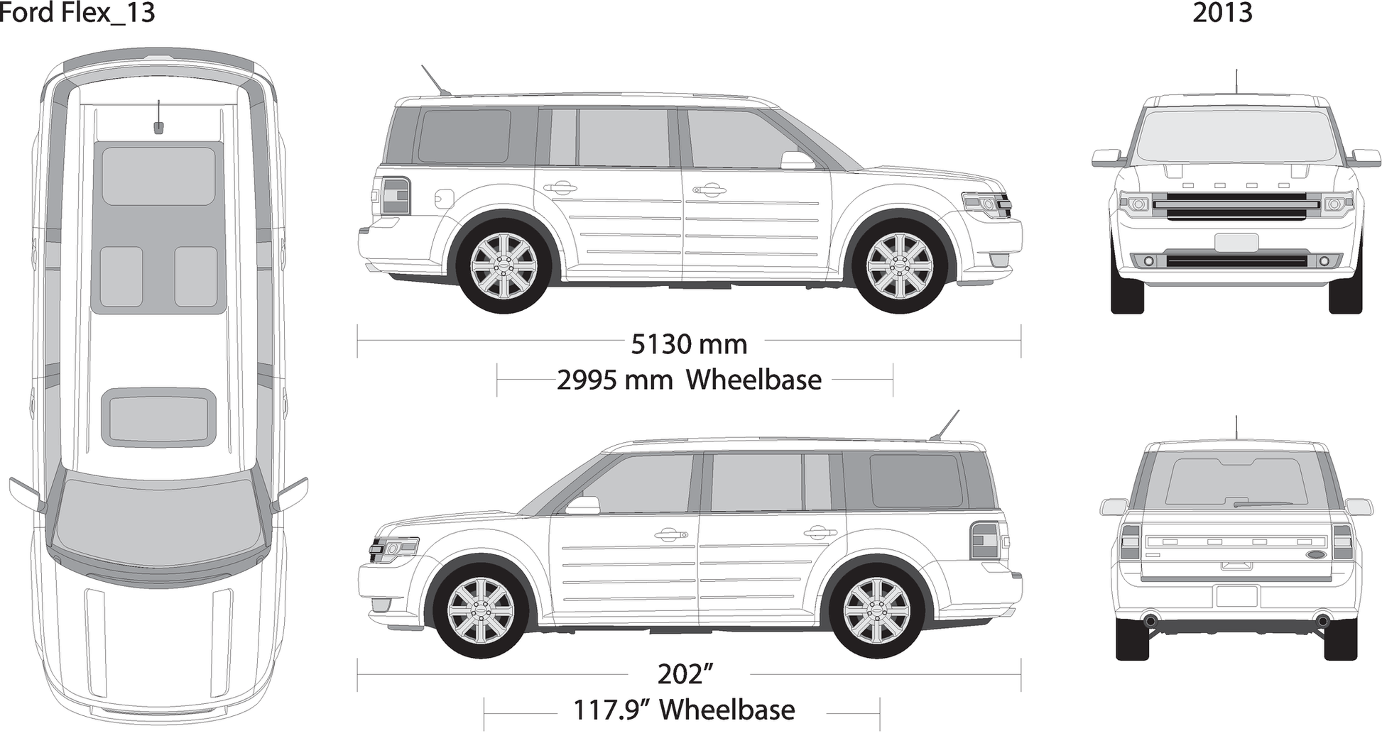 2013 Ford Flex V13 Vehicle Wrap Template