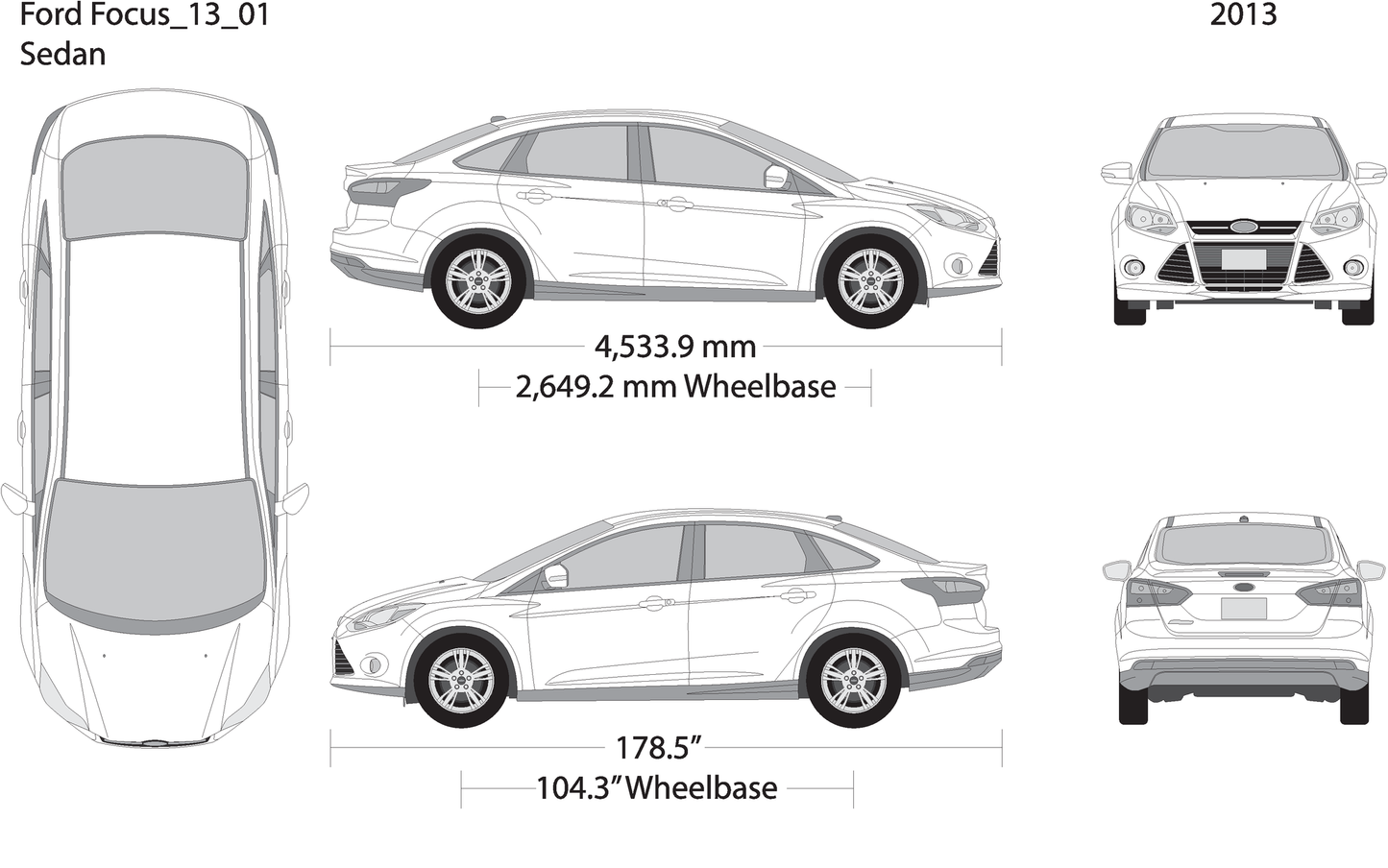 2013 Ford Focus V01 Vehicle Wrap Template