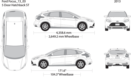 2013 Ford Focus V03 Vehicle Wrap Template