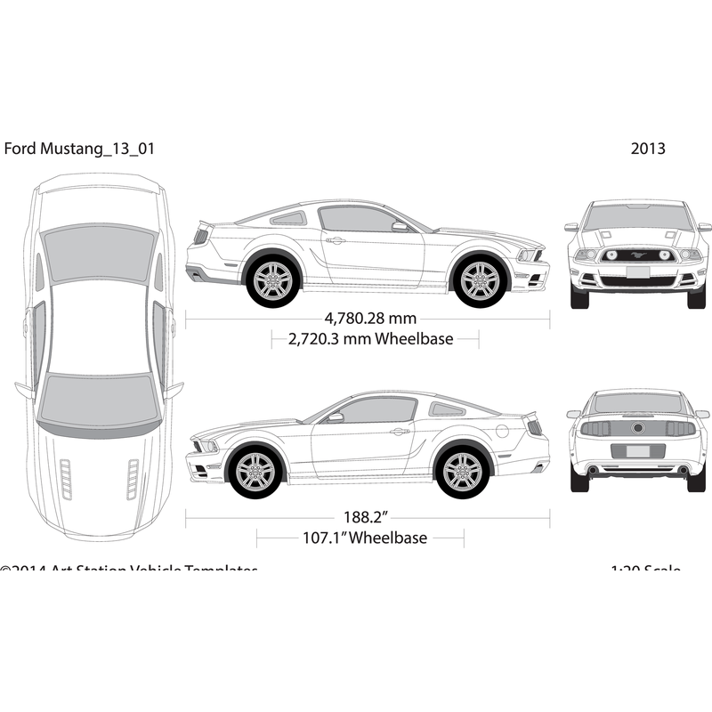 2013 Ford Mustang V01 Vehicle Wrap Template