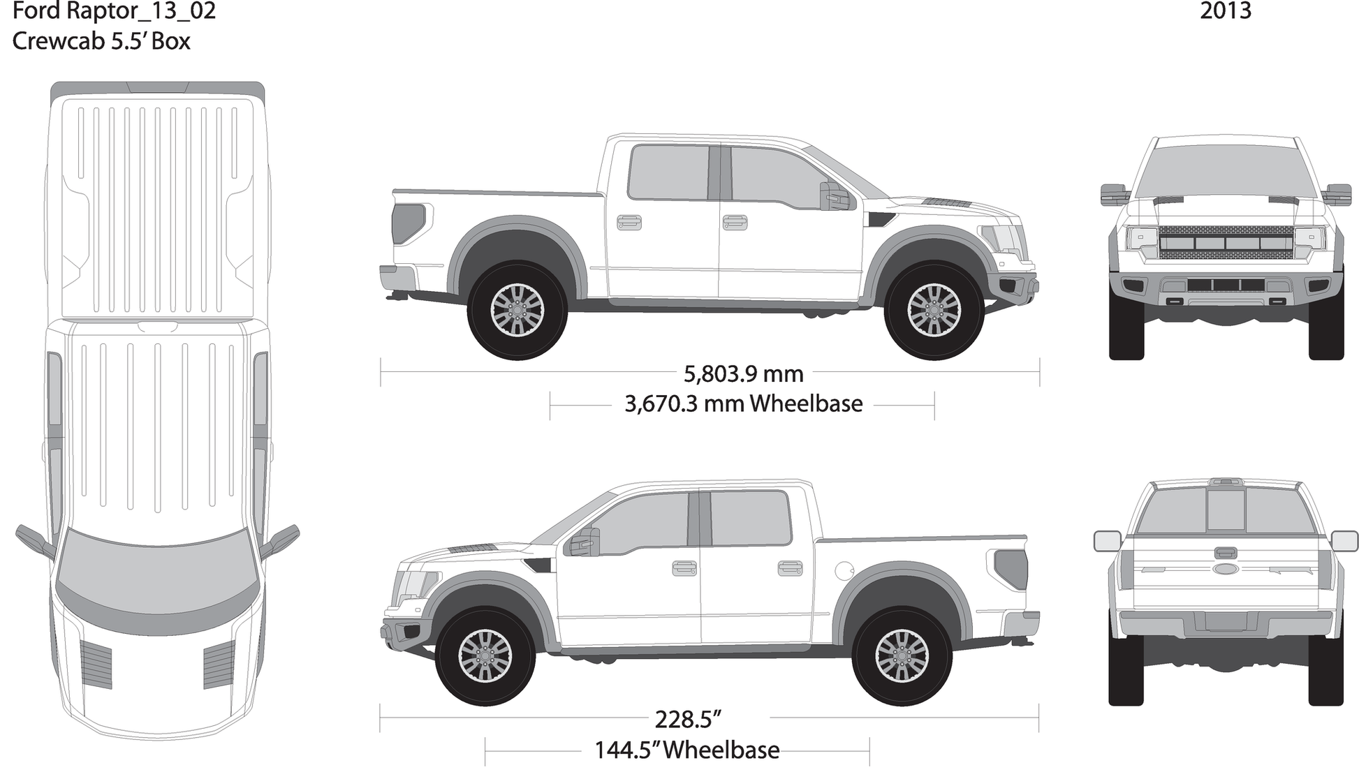 2013 Ford Raptor V02 Vehicle Wrap Template
