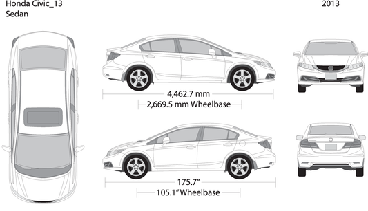 2013 Honda Civic Sedan V13 Vehicle Wrap Template