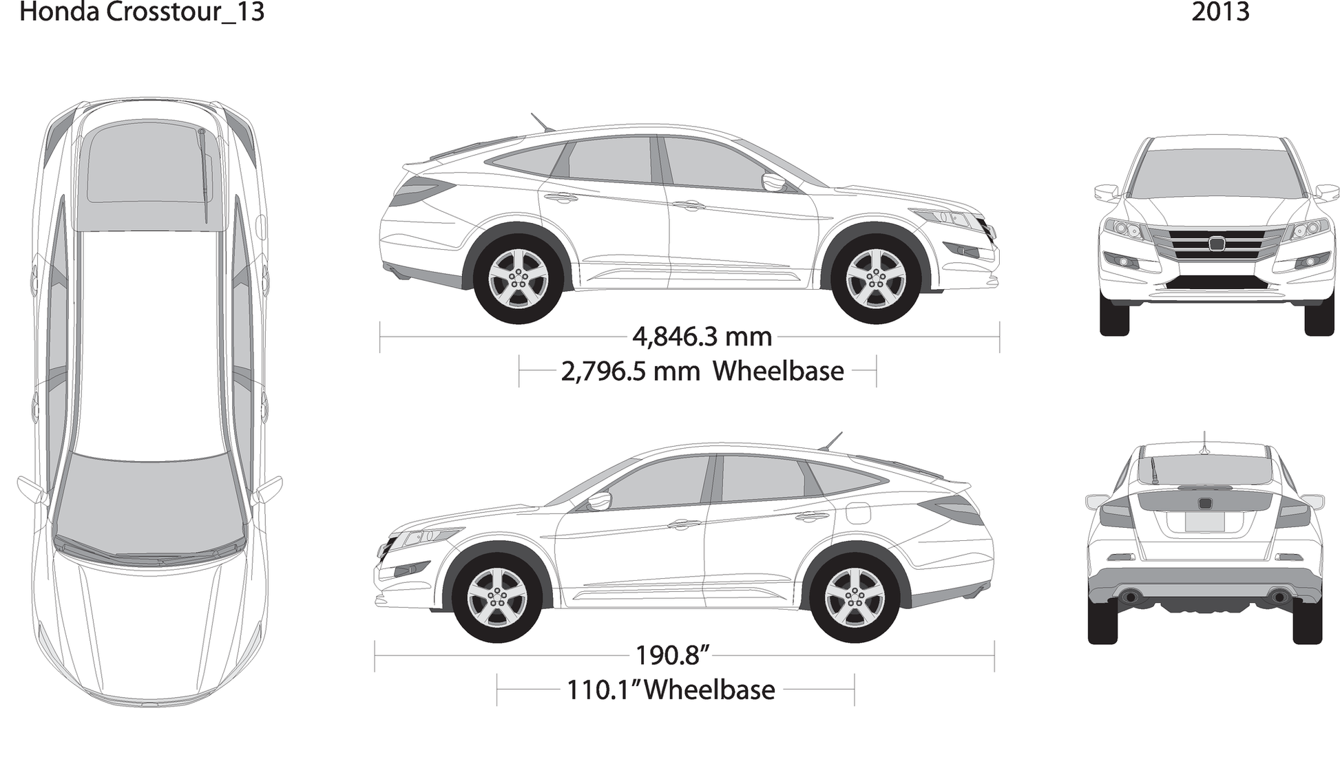 2013 Honda Crosstour V13 Vehicle Wrap Template