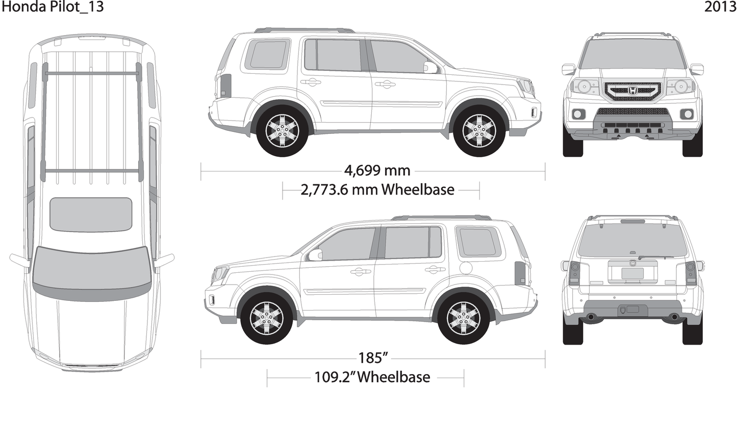 2013 Honda Pilot V13 Vehicle Wrap Template