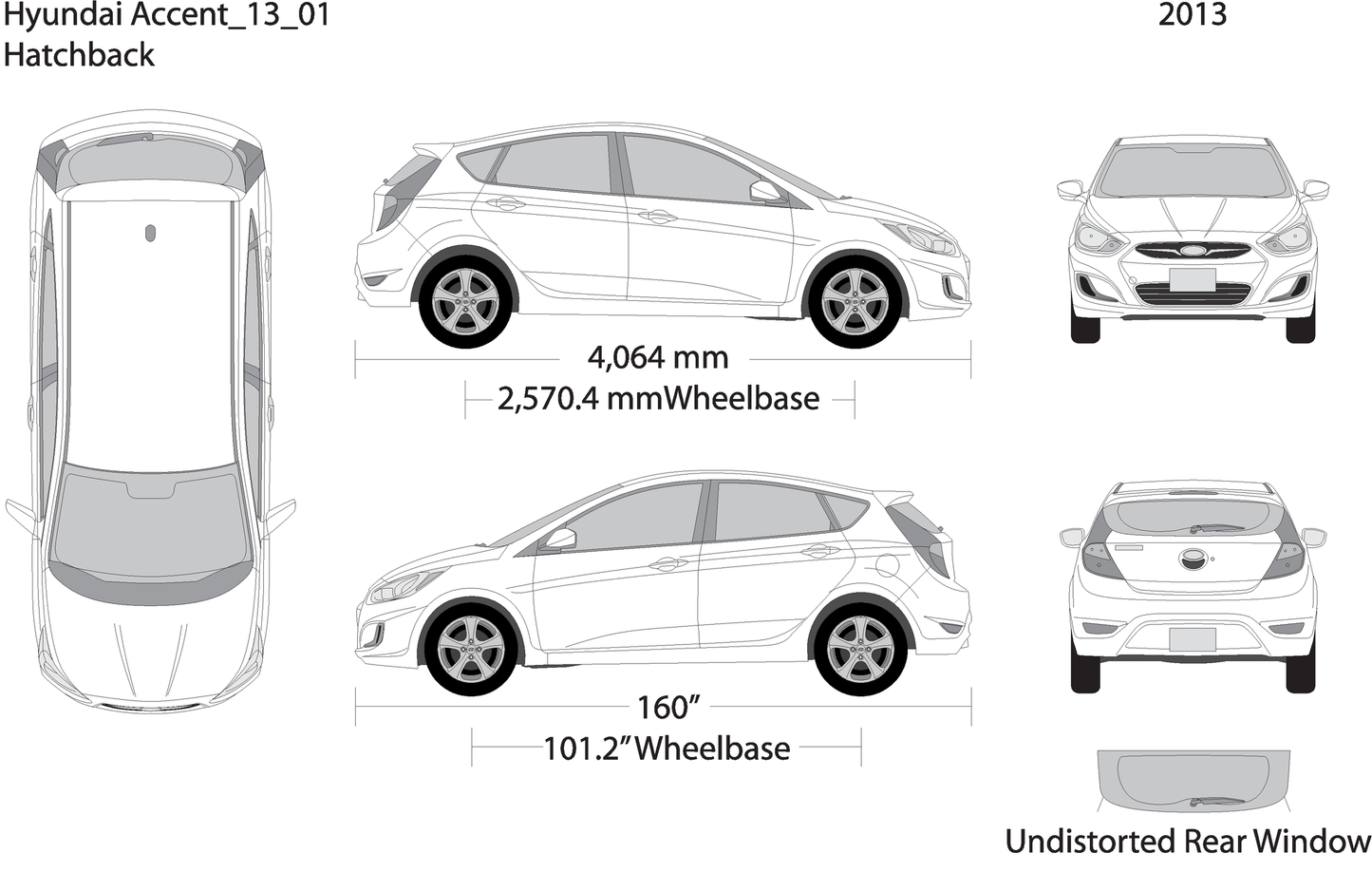 2013 Hyundai Accent Hatchback V13 Vehicle Wrap Template
