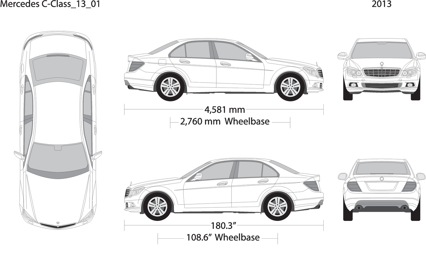 2013 Mercedes C Class V01 Vehicle Wrap Template