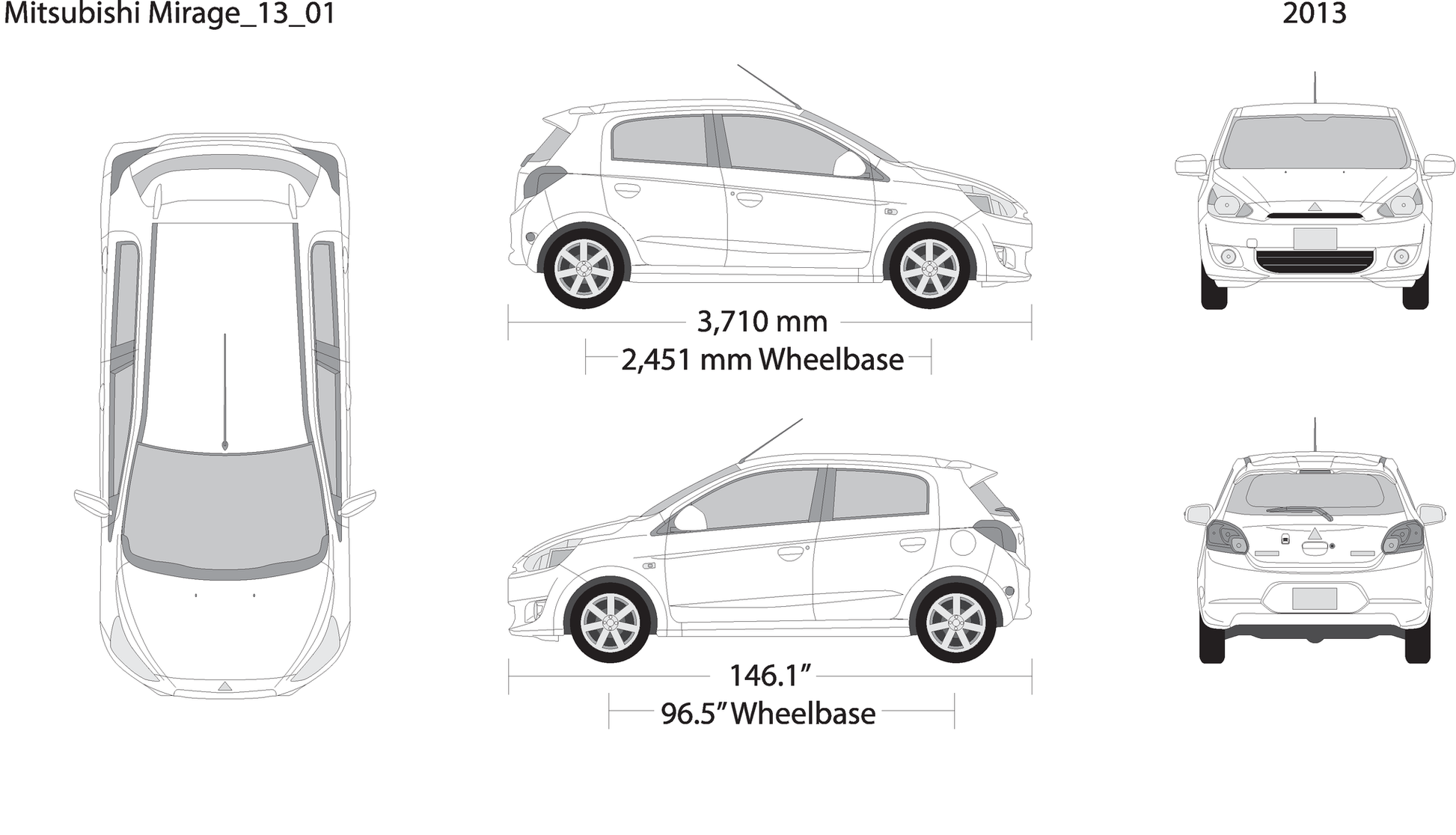 2013 Mitsubishi Mirage V01 Vehicle Wrap Template