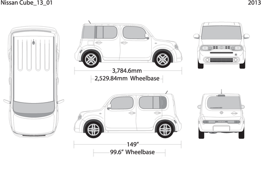 2013 Nissan Cube V01 Vehicle Wrap Template