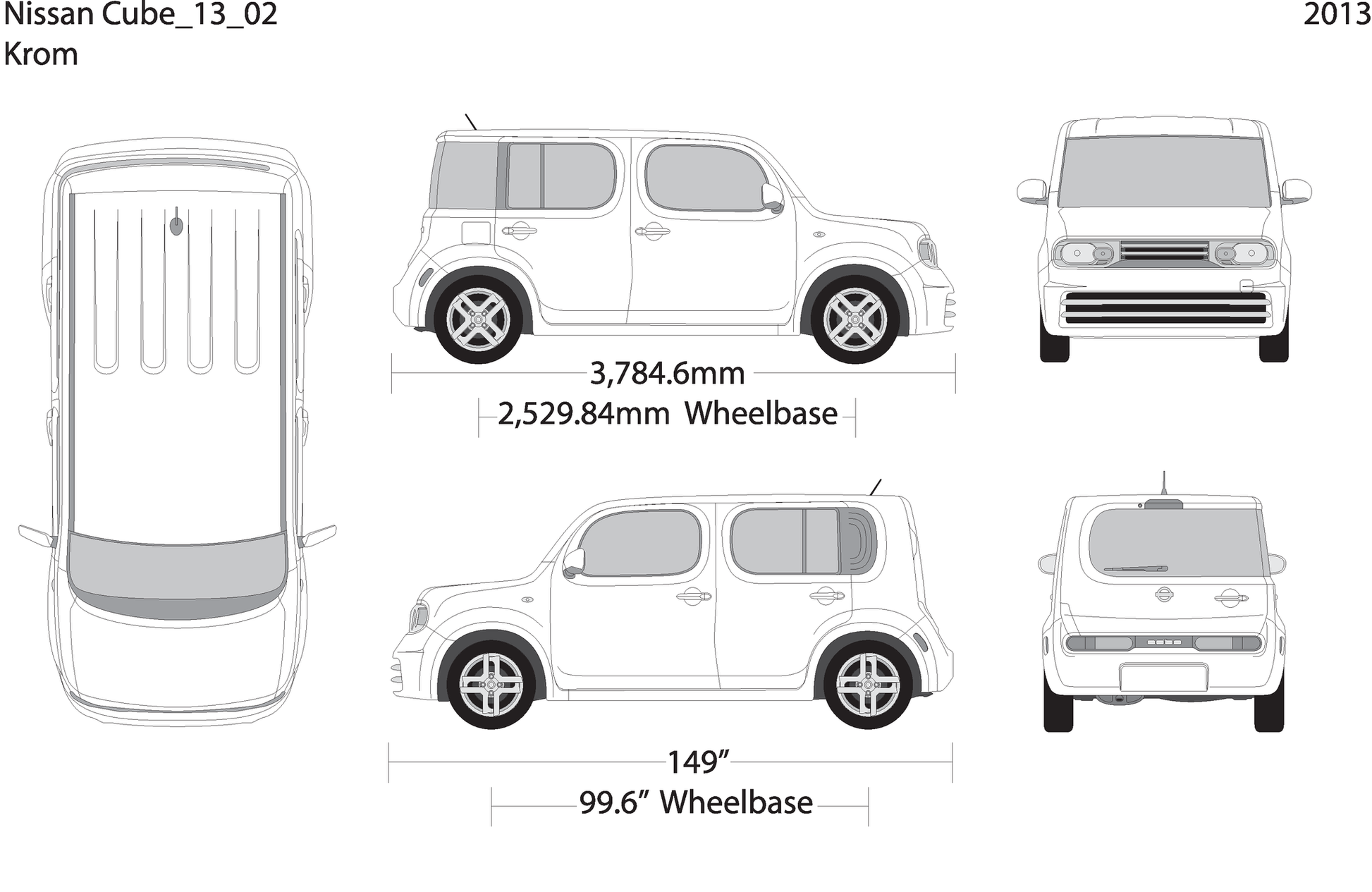 2013 Nissan Cube V02 Vehicle Wrap Template