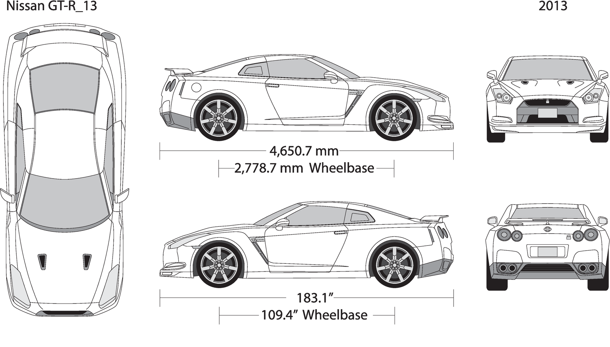 2013 Nissan Gt R V13 Vehicle Wrap Template