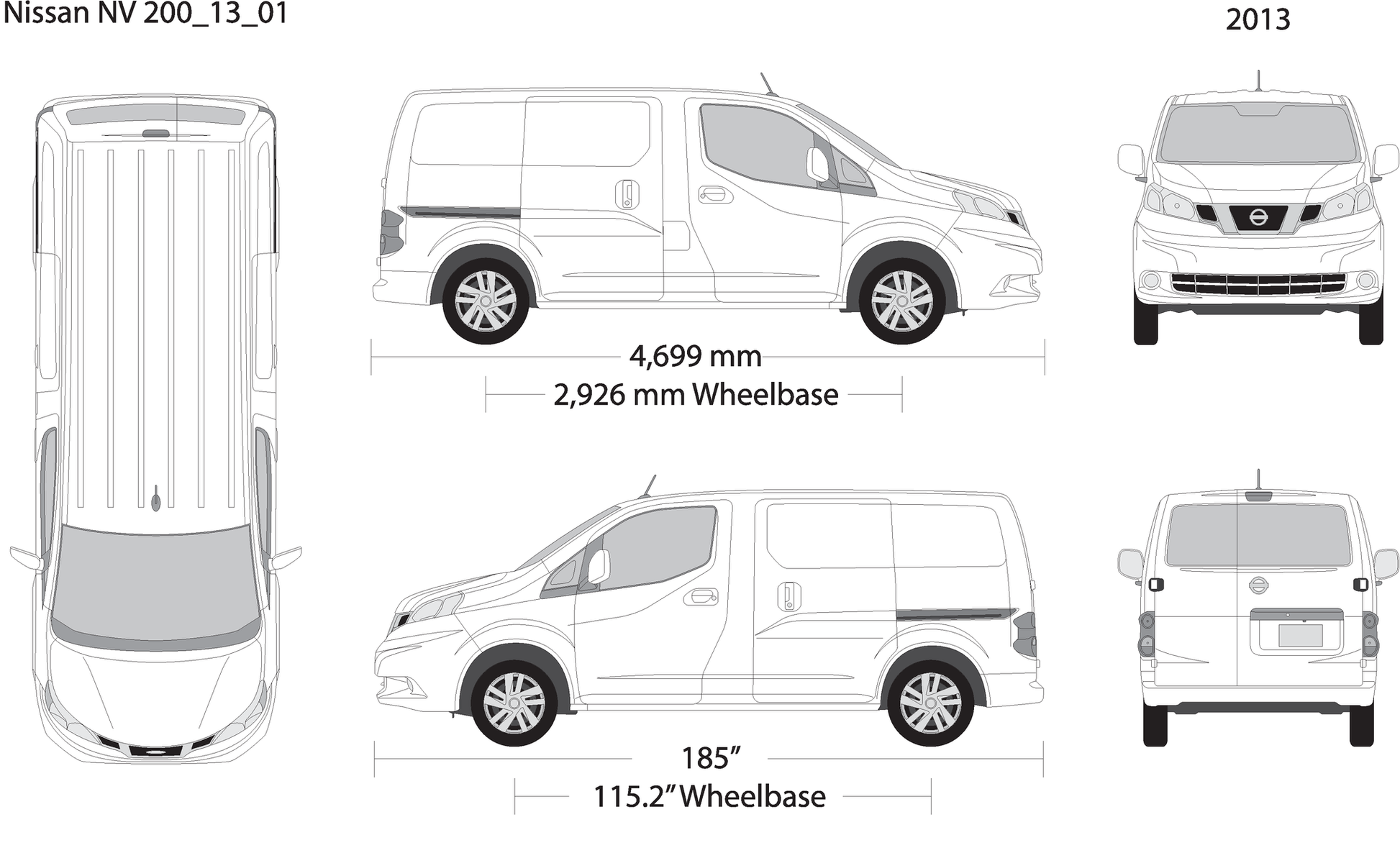 2013 Nissan Nv 200 V01 Vehicle Wrap Template