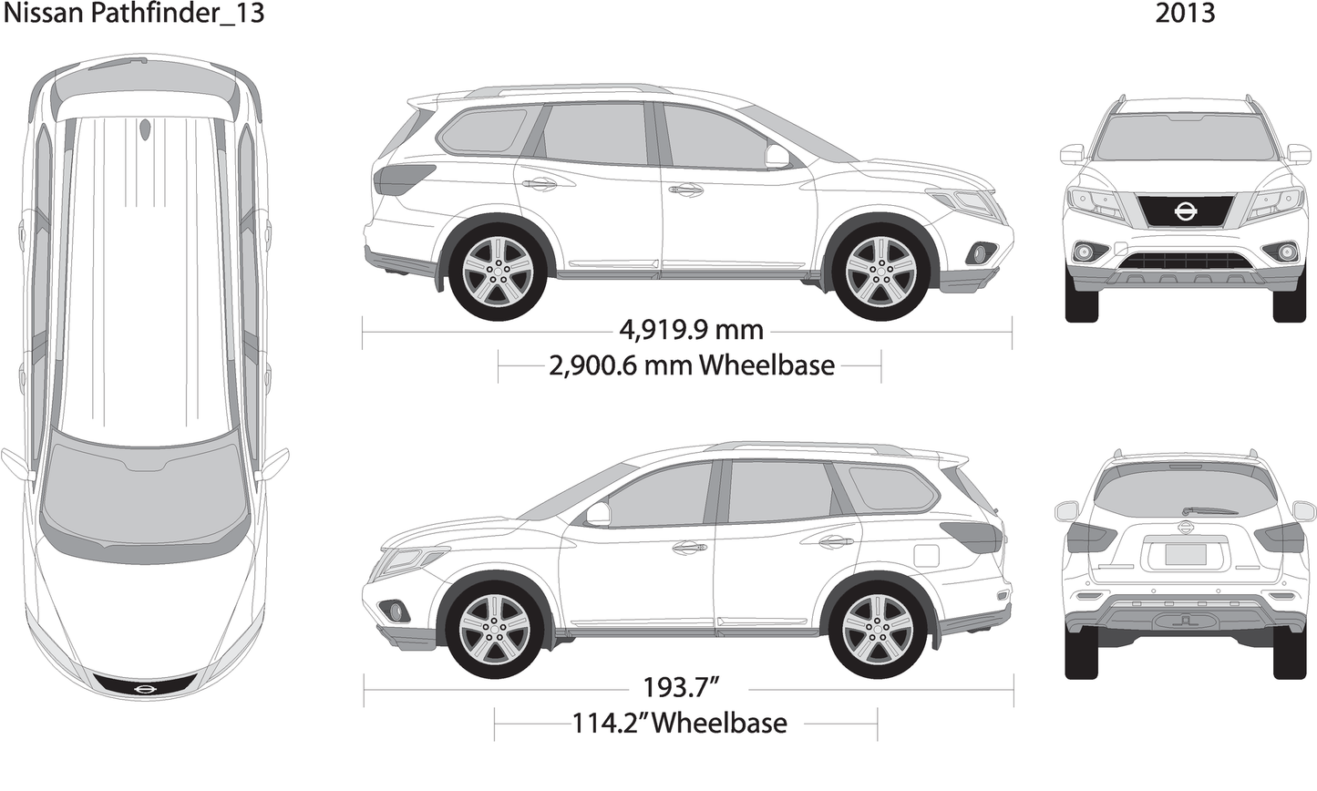 2013 Nissan Pathfinder V13 Vehicle Wrap Template
