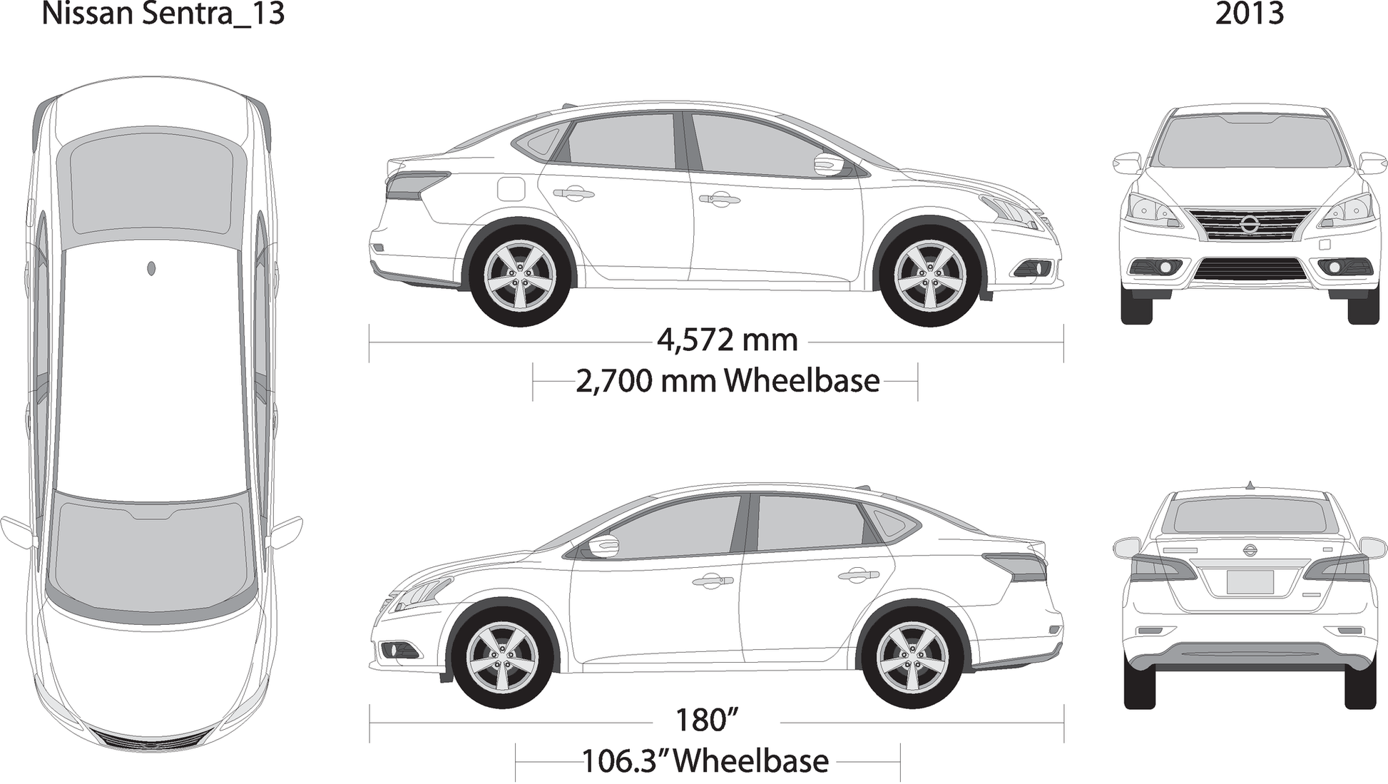 2013 Nissan Sentra V13 Vehicle Wrap Template