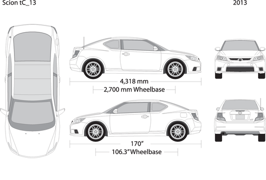 2013 Scion Tc V13 Vehicle Wrap Template
