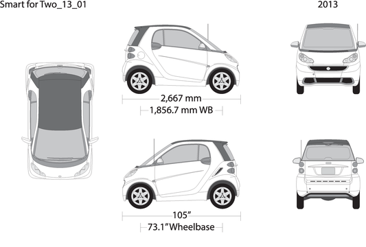 2013 Smart Fortwo V01 Vehicle Wrap Template