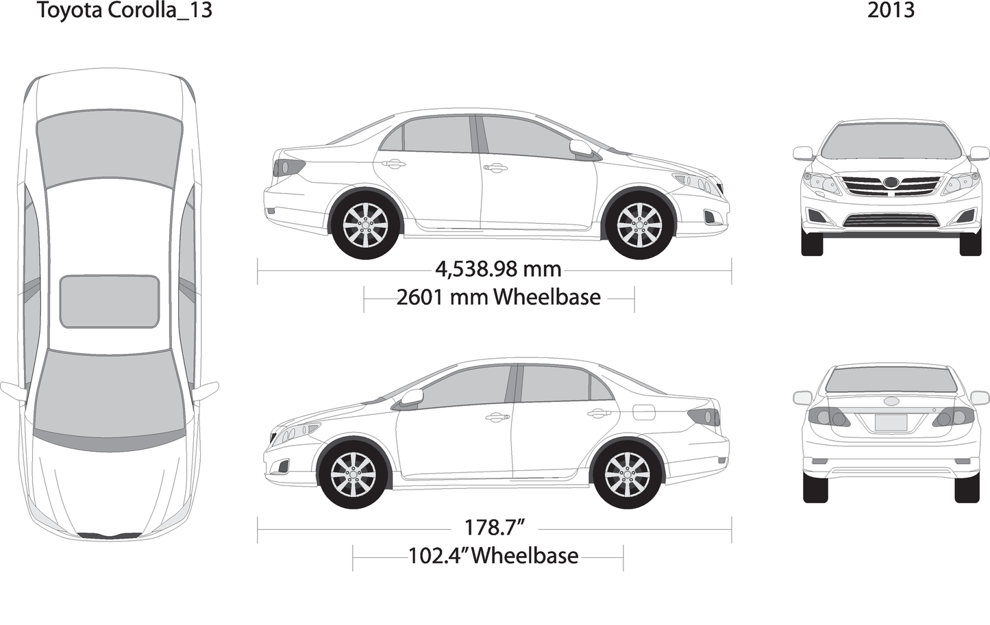 2013 Toyota Corolla V13 Vehicle Wrap Template