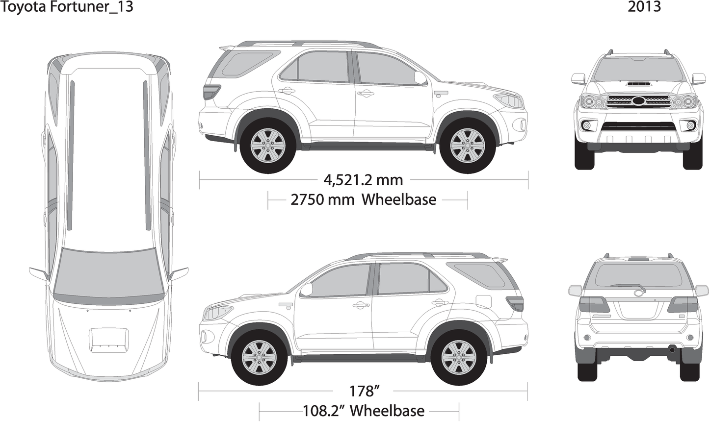 2013 Toyota Fortuner V13 Vehicle Wrap Template