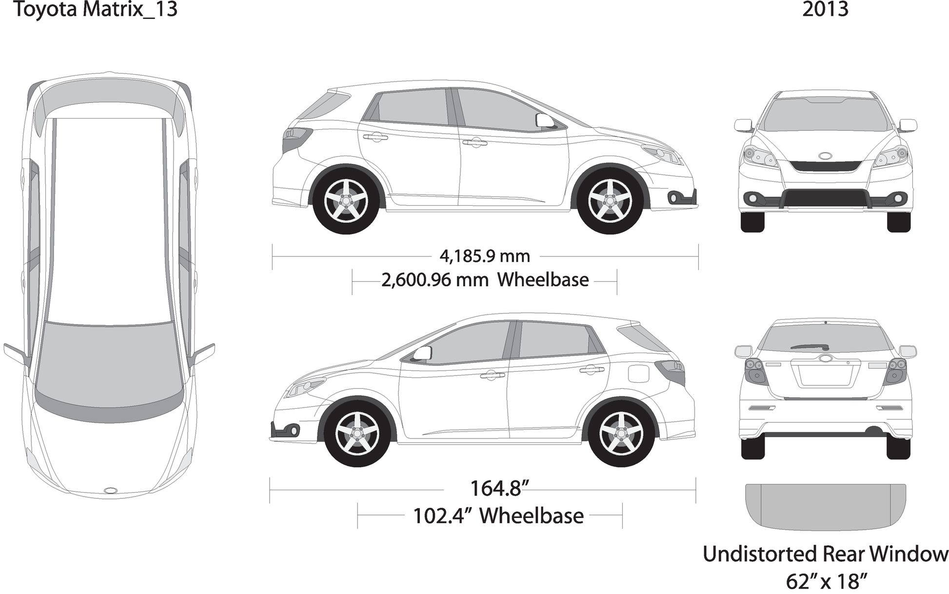 2013 Toyota Matrix V13 Vehicle Wrap Template