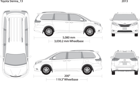 2013 Toyota Sienna V13 Vehicle Wrap Template