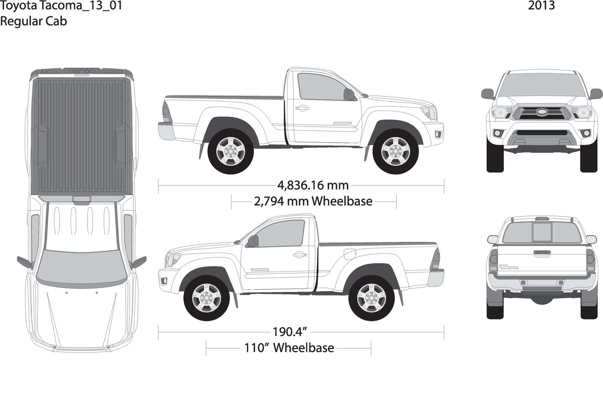 2013 Toyota Tacoma V01 Vehicle Wrap Template