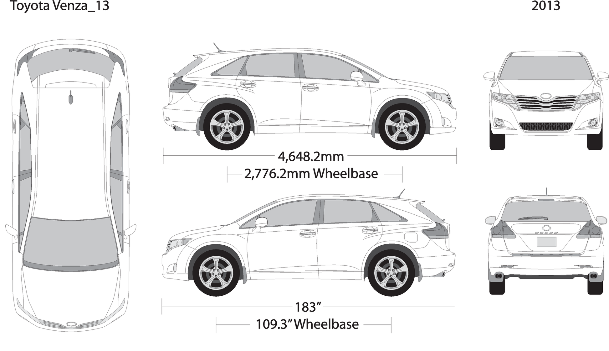 2013 Toyota Venza V13 Vehicle Wrap Template
