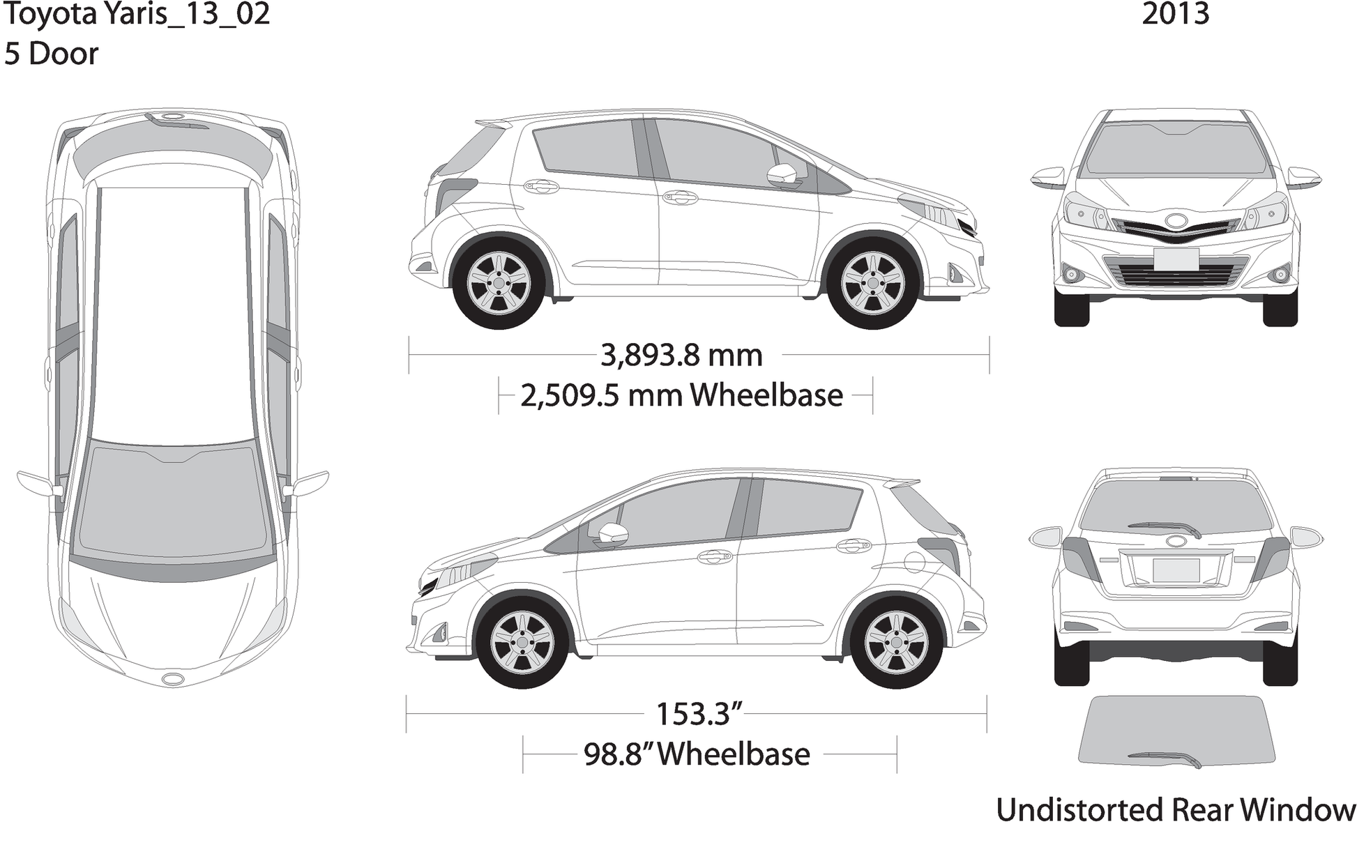2013 Toyota Yaris V02 Vehicle Wrap Template