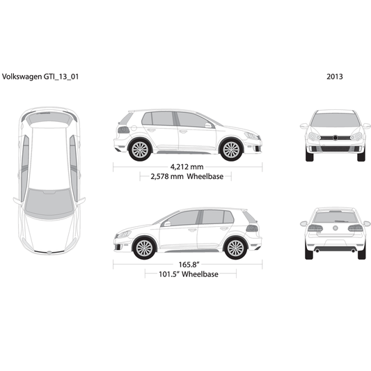 2013 Volkswagen Gti V01 Vehicle Wrap Template