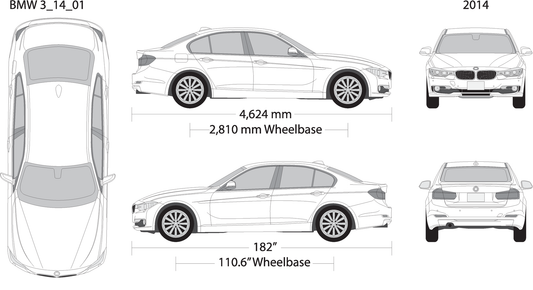 2014 Bmw 3 V01 Vehicle Wrap Template
