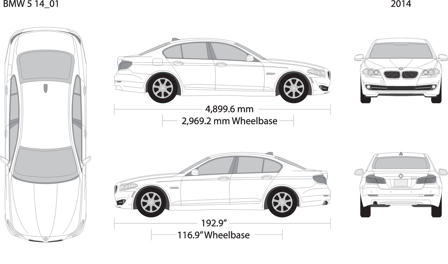 2014 Bmw 5 V01 Vehicle Wrap Template