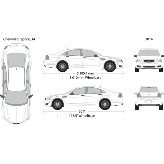 2014 Chevy Caprice V14 Vehicle Wrap Template