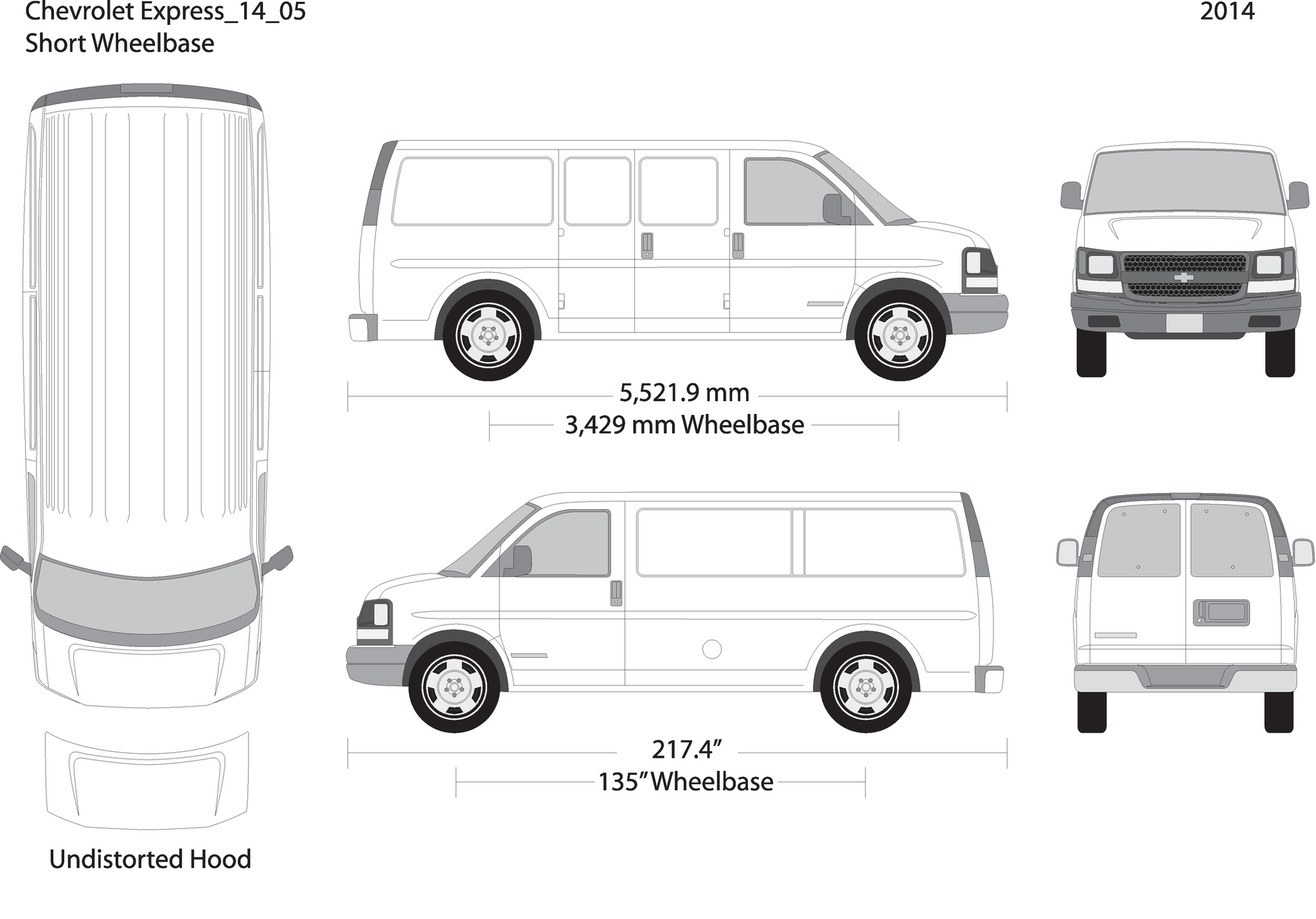 2014 Chevy Express V05 Vehicle Wrap Template