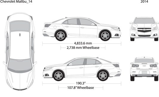 2014 Chevy Malibu V14 Vehicle Wrap Template