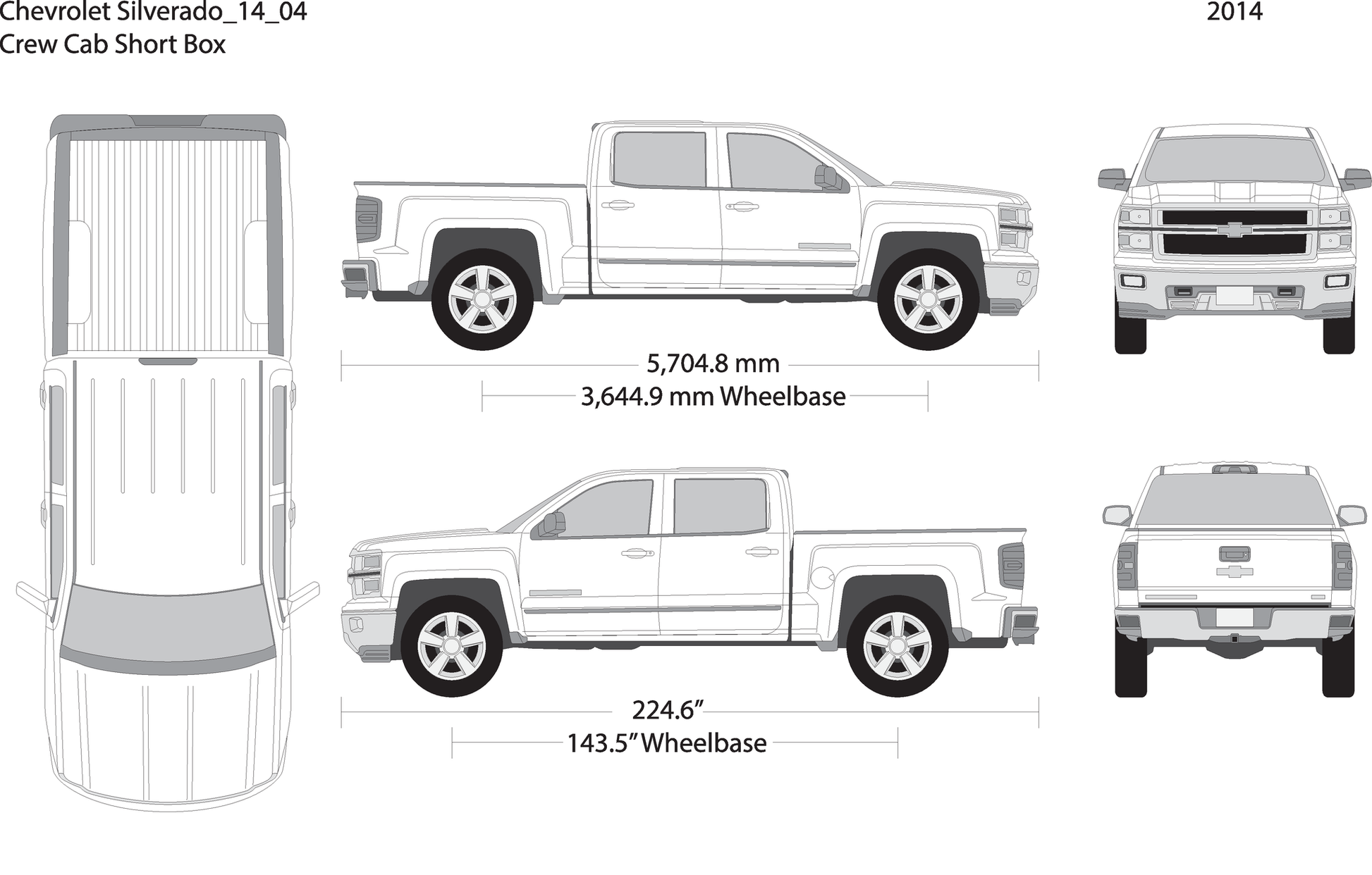 2014 Chevy Silverado 1500 V04 Vehicle Wrap Template