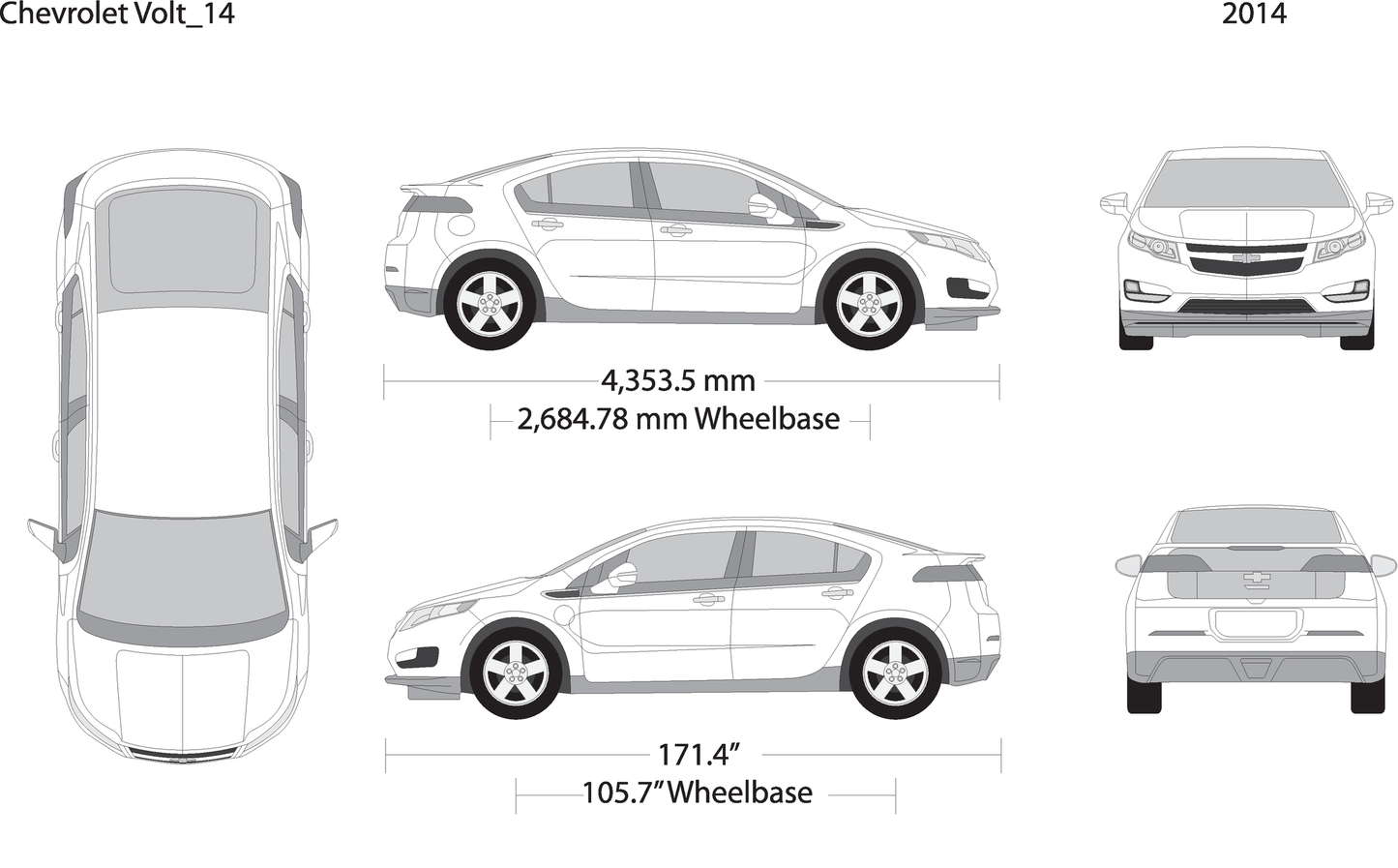 2014 Chevy Volt V14 Vehicle Wrap Template