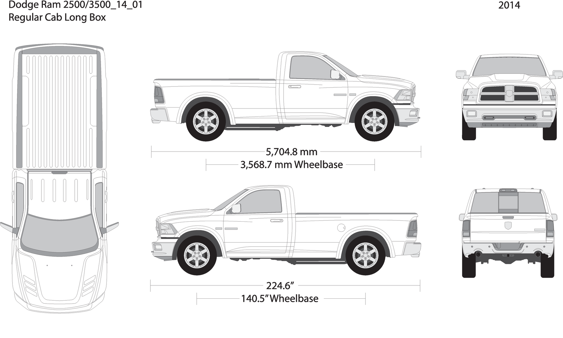 2014 Dodge Ram 2500 3500 V01 Vehicle Wrap Template