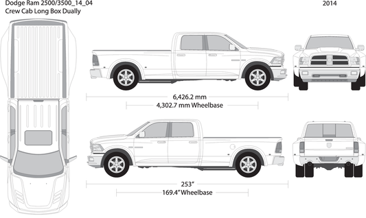 2014 Dodge Ram 2500 3500 V04 Vehicle Wrap Template